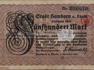 Notgeld Hamborn a. Rhein Gutschein 500 Mark