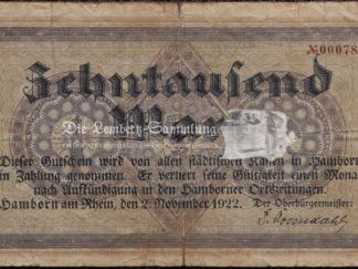 Notgeld Hamborn a. Rhein Gutschein 10.000 Mark