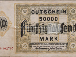 Notgeld Hamborn a. Rhein Gutschein 50.000 Mark