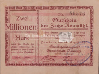 Notgeld Hamborn a. Rhein Zeche Neumühl Gutschein 2.000.000 Mark