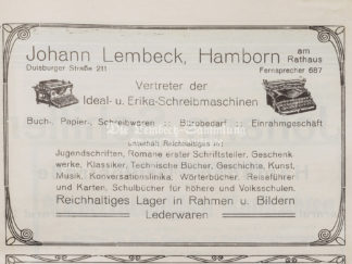 Werbeanzeige Johann Lembeck, Hamborn (1925)